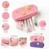 Purple and pink cartoon pen case student stationery storage bag, unisplish, simple and cute full image